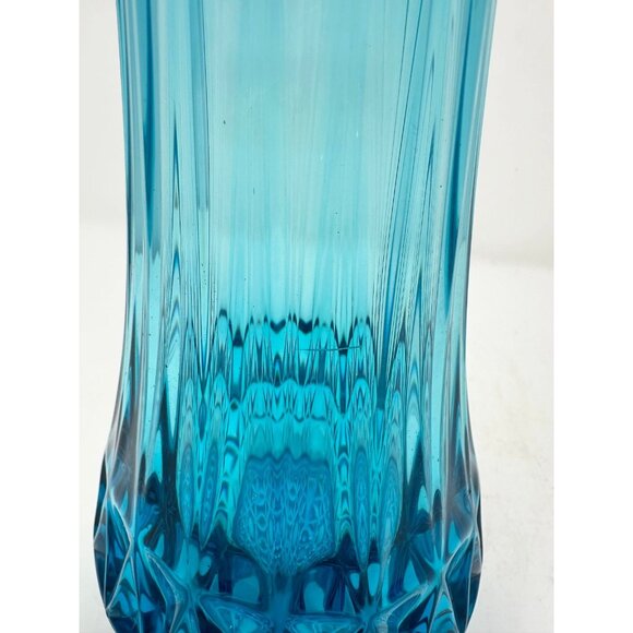L.E. SMITH NESTING TRIANGLE 14.5" Swung Vase #1153 PEACOCK BLUE Fayette Glass - Picture 10 of 11